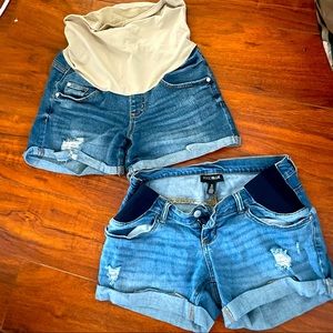 Maternity Jean Denim Shorts Indigo Blue XS 2 pairs